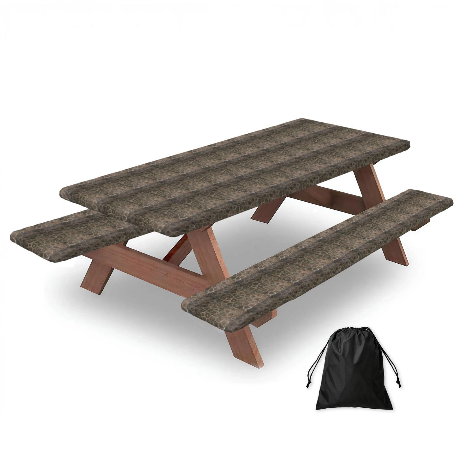 PPHGUT Petoskey Stone Print Picnic Table Bench Cover Set Outdoor Garden Bbq Protector For Family Camping