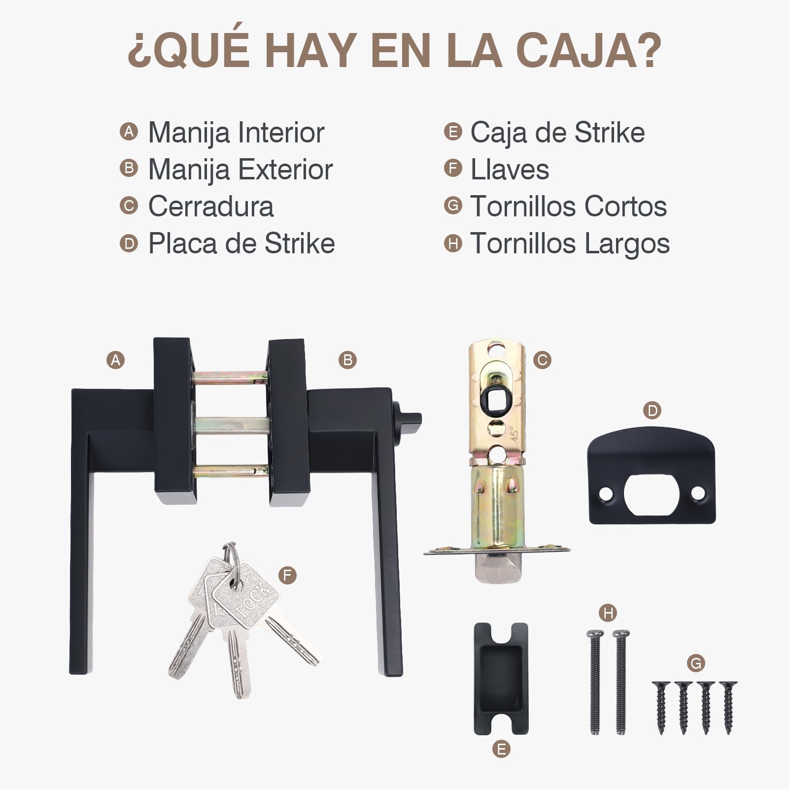 Manija de Puerta de Servicio Pesado, Con Cerradura de Llave, Negro, Reversible para Cocinas y Baños de Oficina (2PCS)