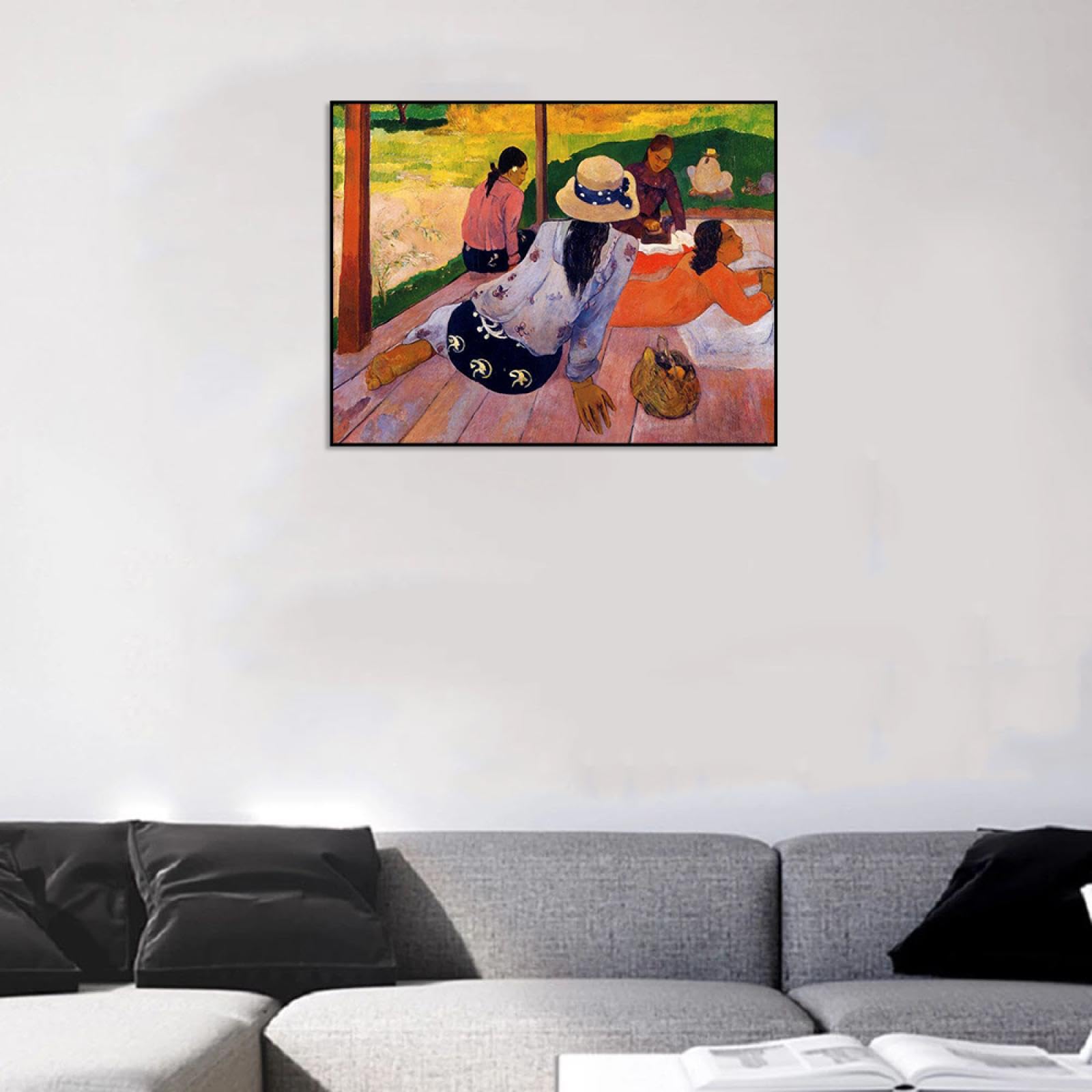 Phyrek123 Paul Gauguin Láminas artísticas Reproducciones de pinturas famosas The Siesta Cuadros de arte de pared de lienzo para decoración 80x104cm Enmarcado negro