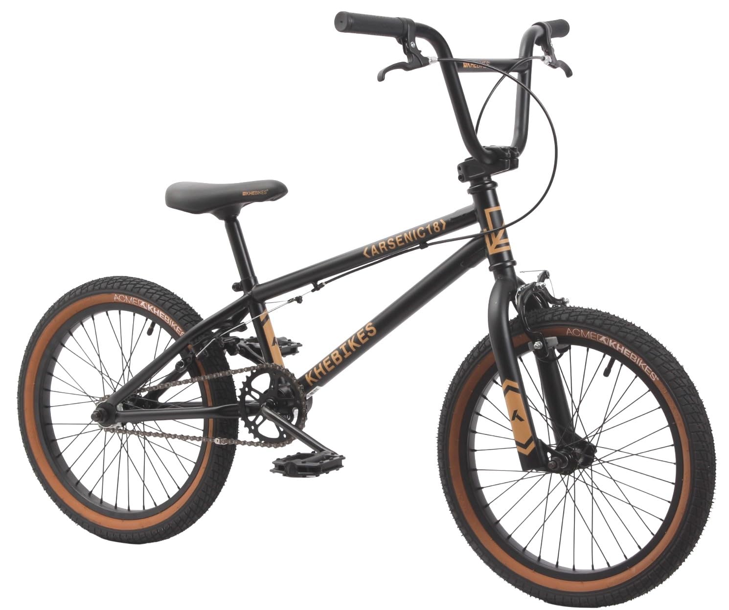 KHEbikes KHE Arsenic Vélo BMX 18" - Léger - 10,2 kg - BMX freestyle pour enfants et adolescents - Noir - 18" pour 125 à 145 cm - Modèle 2025
