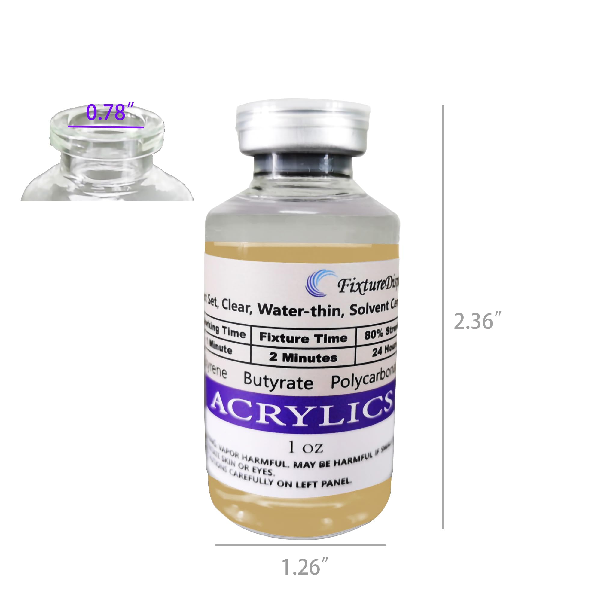 Amazon.com: FixtureDisplays 1 Ounce Acrylic Glue Glass Bottle Plexiglass  Cement Adhesive DIY Art Craft 11310NEW-NF : Industrial & Scientific