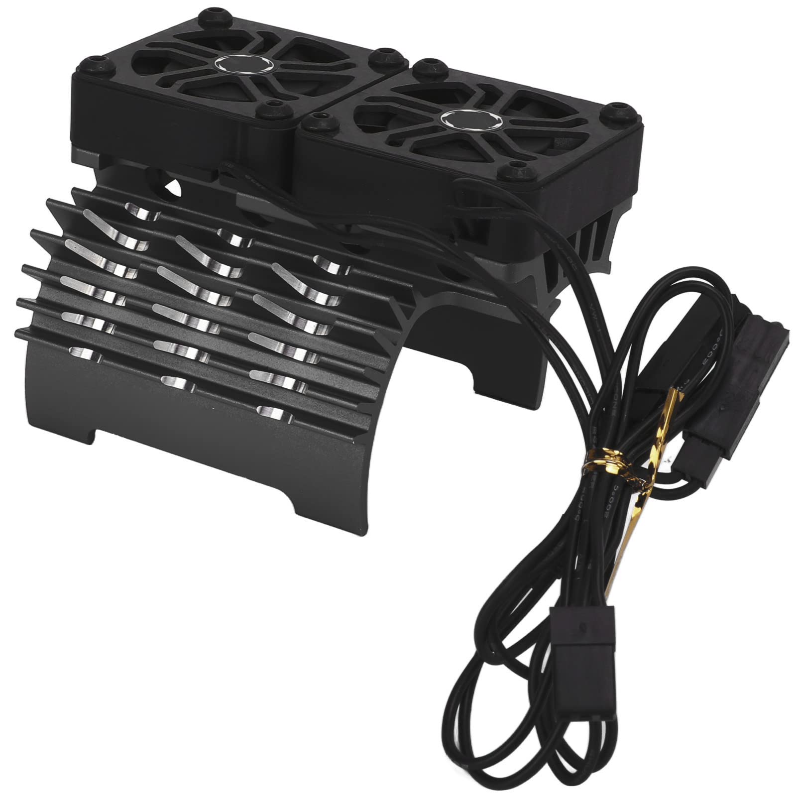 Dualer Lüftermotor, Motor, Kühlkörpermotor, Kühlgebläse, 8,4 V, 16000 U/min, Wärmeableitung [Platzhalter] mit Aluminiumlegierung und Kunststoff für 55 56 58 Mm Bürstenloser (Schwarz)