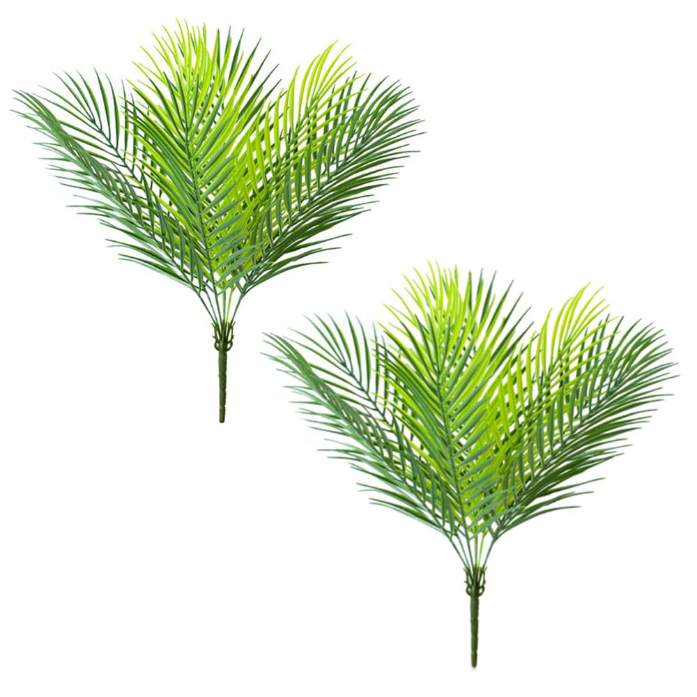 XZJMY 2 PCS Artificial Palm Tree Plants,49cm Tall Fake Tropical Palms Tree,Artificial Plant,Fake Leaves Decor Greenery for Home Hawaiian Jungle Beach Theme Party Decoration (Greens,Palm Plant)