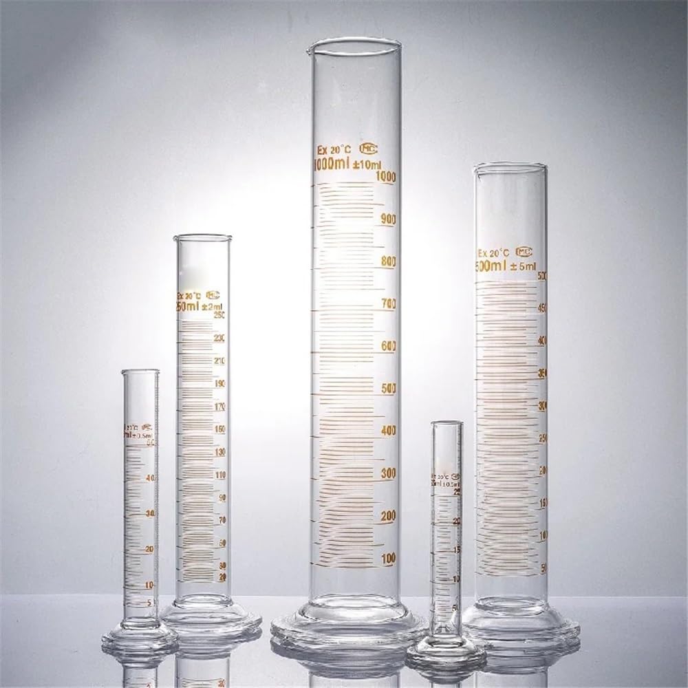 Cilindro graduato da 1000 ml, 1 l, con beccuccio e graduazione, base rotonda in vetro, attrezzatura laboratorio Attrezzature da laboratorio