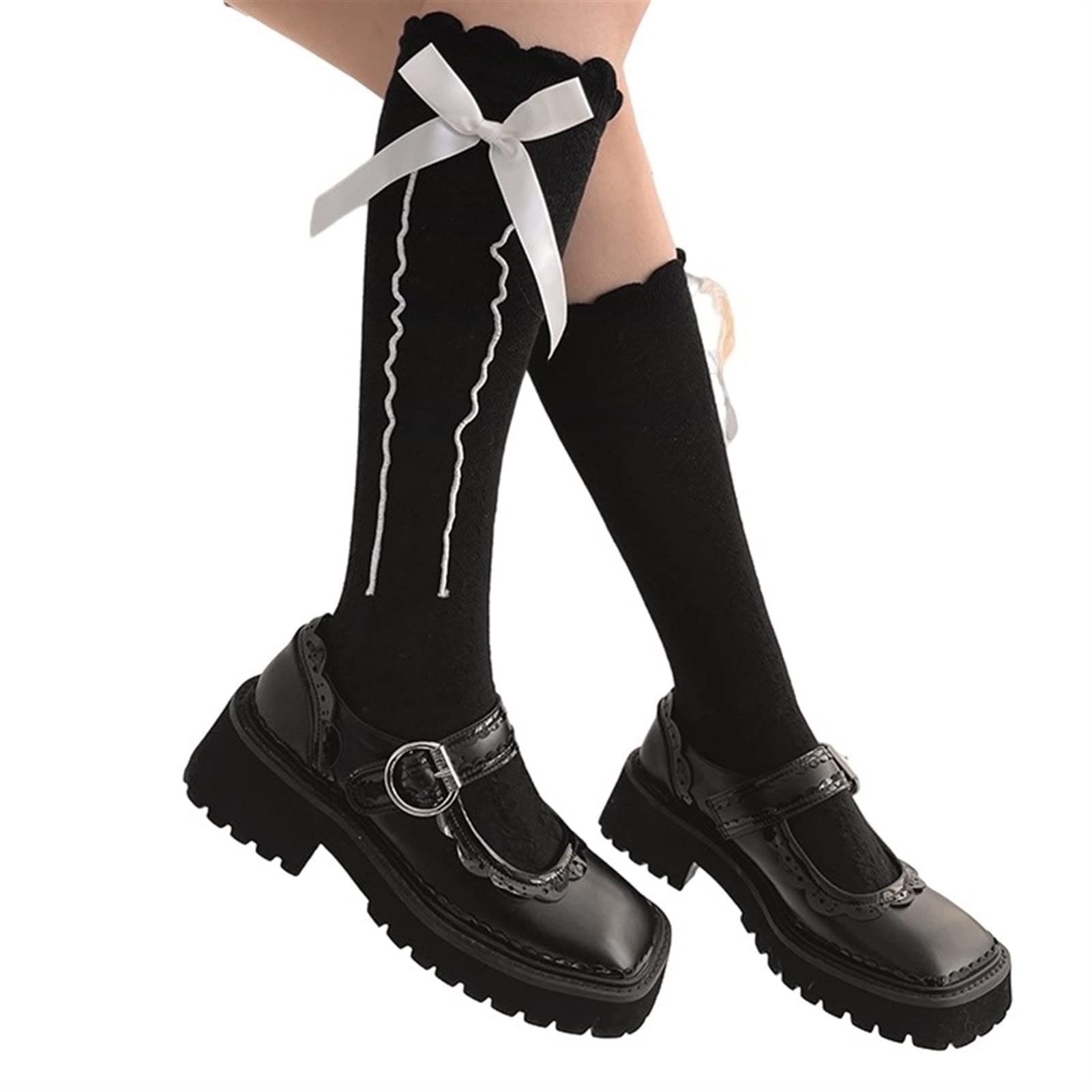 Chaussettes de veau Lolita en coton pour uniforme JK et cosplay manga