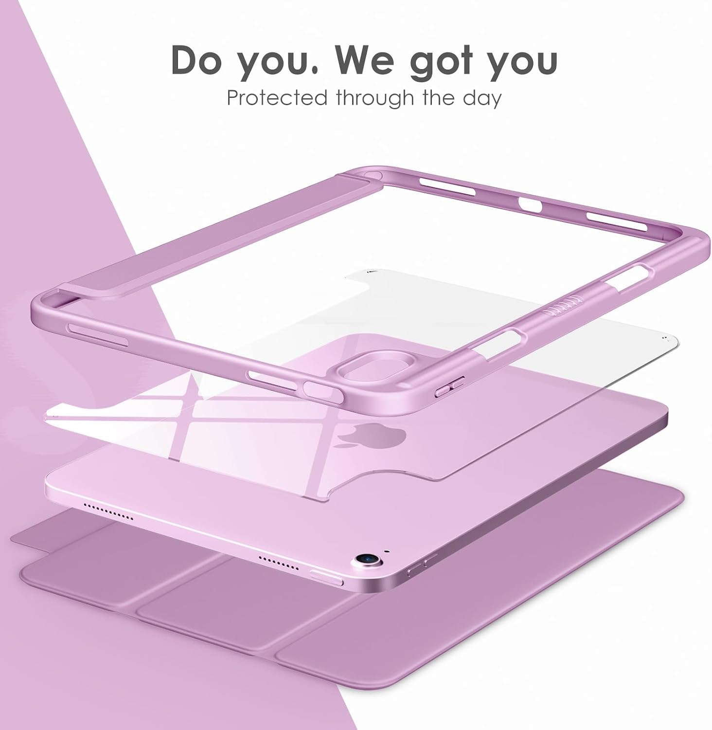 VIKESI Case for iPad (A16) 11-inch 2025 and iPad 10th Generation 10.9 Inch 2022, Clear Back and TPU Shockproof Frame Cover [Built-in Pencil Holder, Support Auto Sleep/Wake] - Orchid image 4