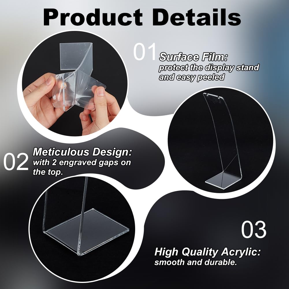 FINGERINSPIRE 4PCS L-Shape Acrylic Necklace Holder 20cm Height Clear Necklace Earing Display Stand Necklace Organizer Long Chain Pendant Jewelry Storage Rack for Retail Display Marketing - Image 4