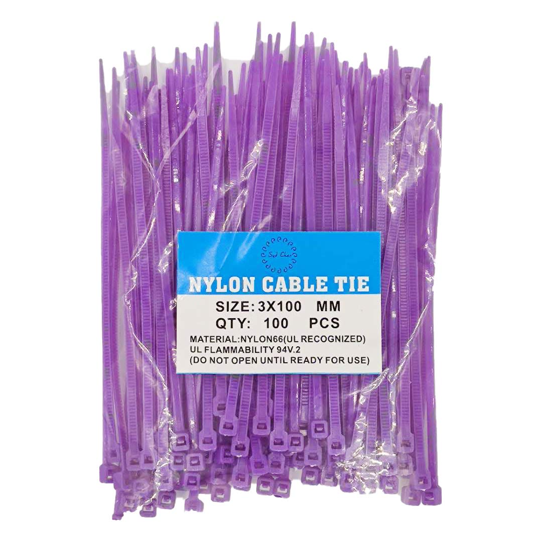 SYD CHEN 4 Inch Zip Ties (100 Pieces) 18lb Strength, Nylon Cable Wire Ties (Purple)