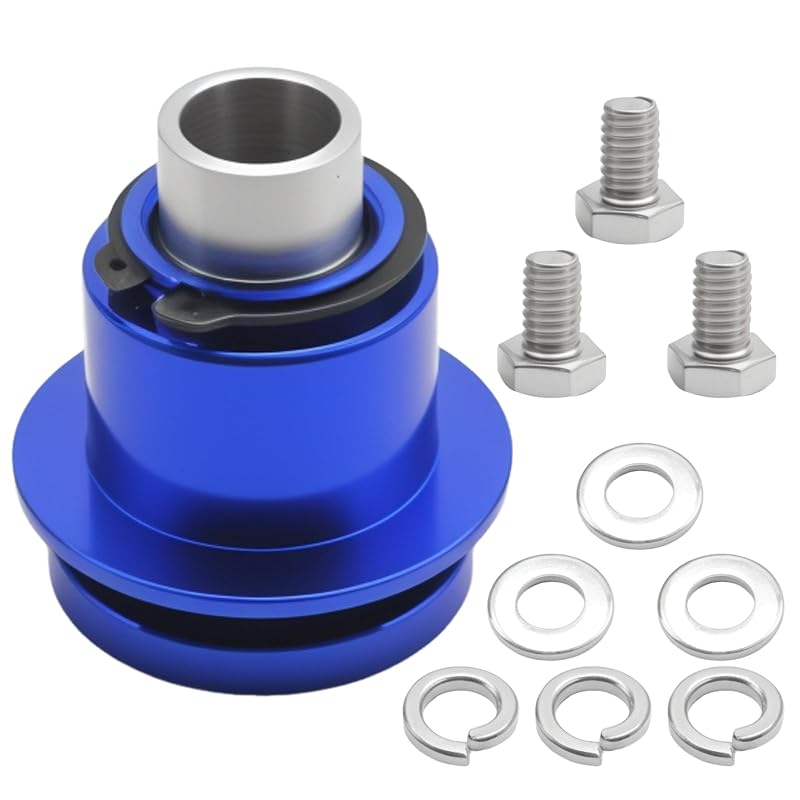 Adaptador de engate rápido para volante em alumínio DUZFOREI, cubo de desconexão com 3 furos, giro de 360°, azul
