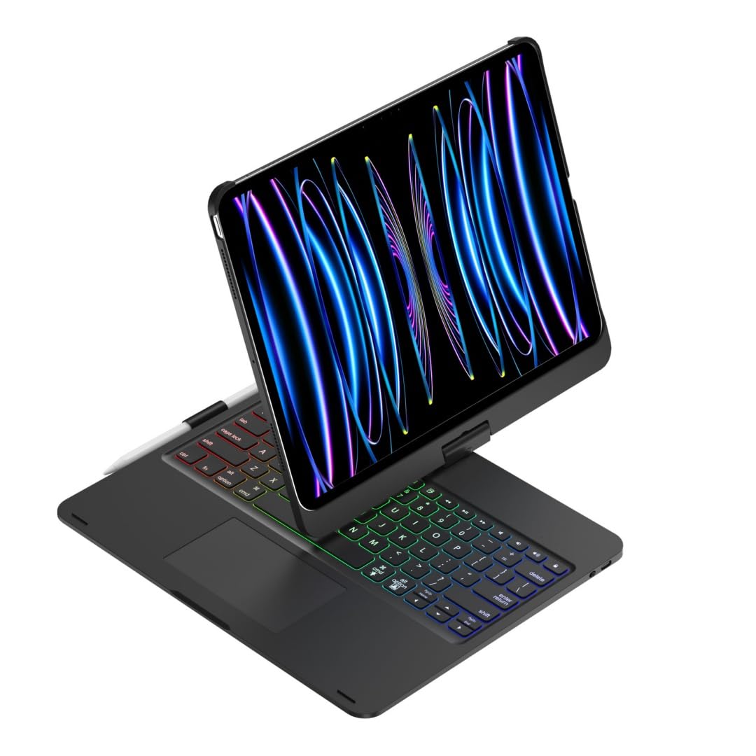 HENGHUI Étui Avec Clavier Tactile Rotatif à 360° Pour IPad Pro 13" (M4