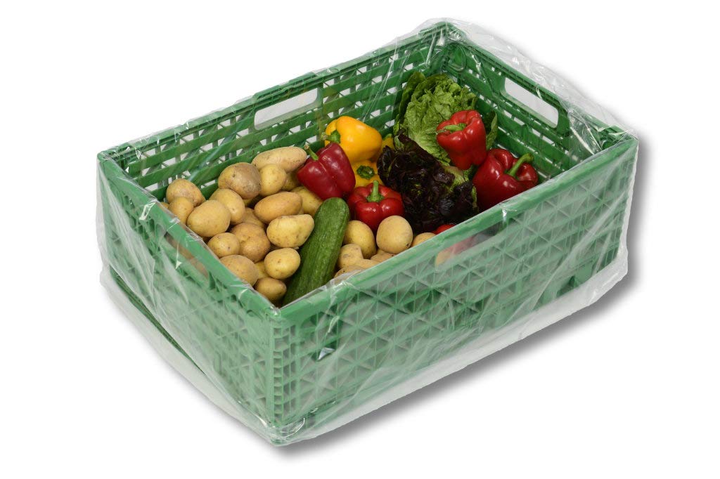 Sacchetti in pellicola Grandi Richiudibili, 1 confezione = 1.000 pezzi, dimensioni 650 + 450 x 650 mm, 10 my, con pieghe laterali, molto trasparenti, per alimenti, di prima qualità