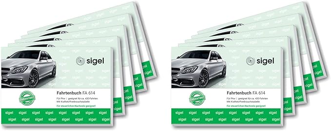 Sigel - Libro de registro de viajes para coches, formato horizontal A6 10 unidades
