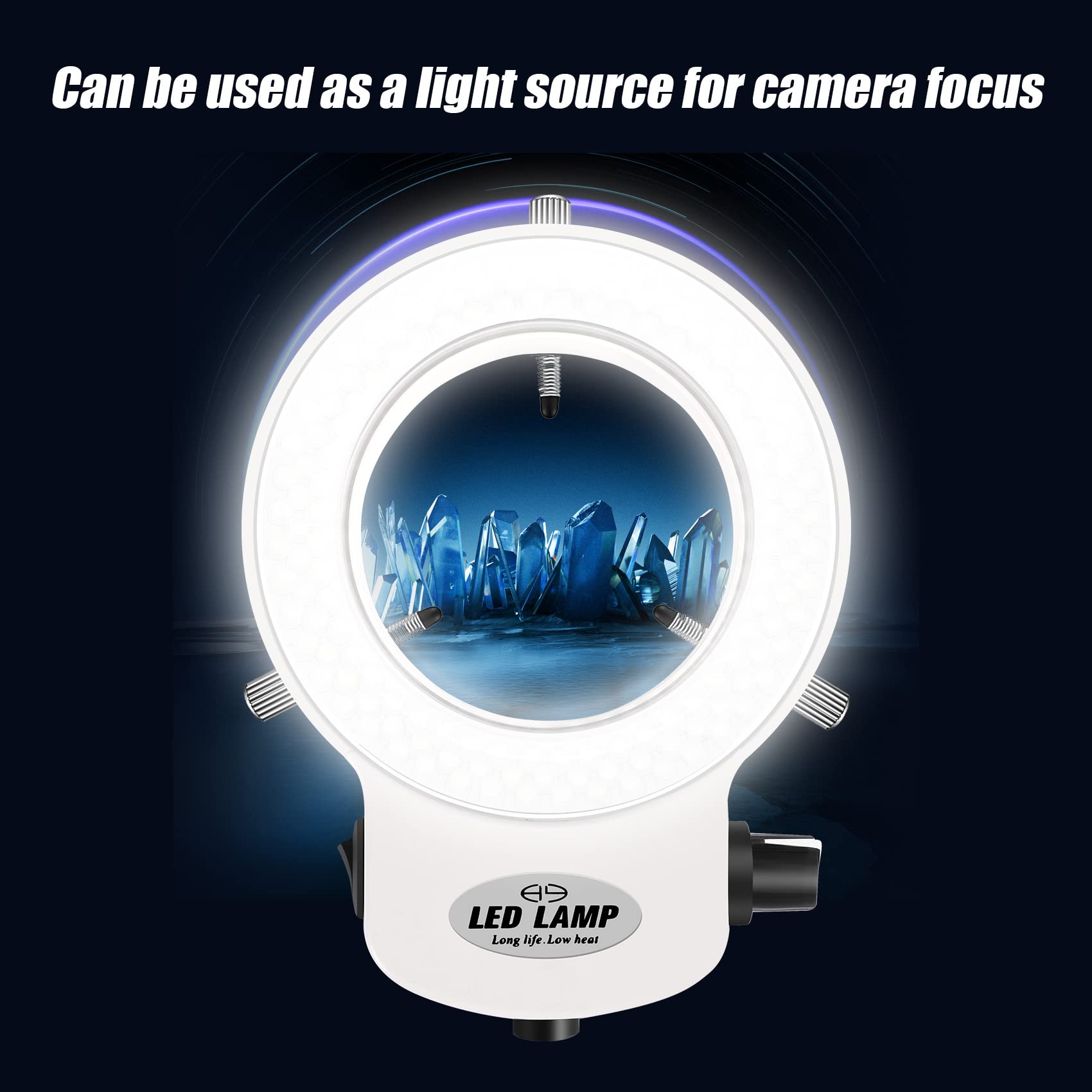 Lampe annulaire 144 LED pour microscope 6000 K 0-100 % réglable