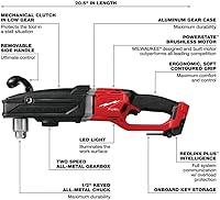 Vista 3 de Nuevo 2809-20 Taladros de ángulo recto de potencia para Milwaukee M18 FUEL 18V 1/2 pulgada taladro de ángulo recto - Herramienta desnuda