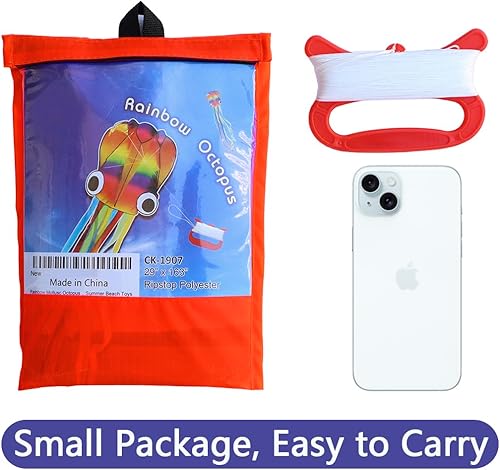 Miniatura 4 de Honbo Rainbow Soft Octopus Kite for Kids and Audlts-Large Kite with 200ft Flying line-Easy to Fly Toy for Outdoor Games Beach and Activities