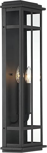 Miniatura 6 de Possini Euro Design Metrix - Lámpara de pared rectangular de 26 pulgadas de alto, estilo rústico, moderno, rectangular, para exteriores, porche,