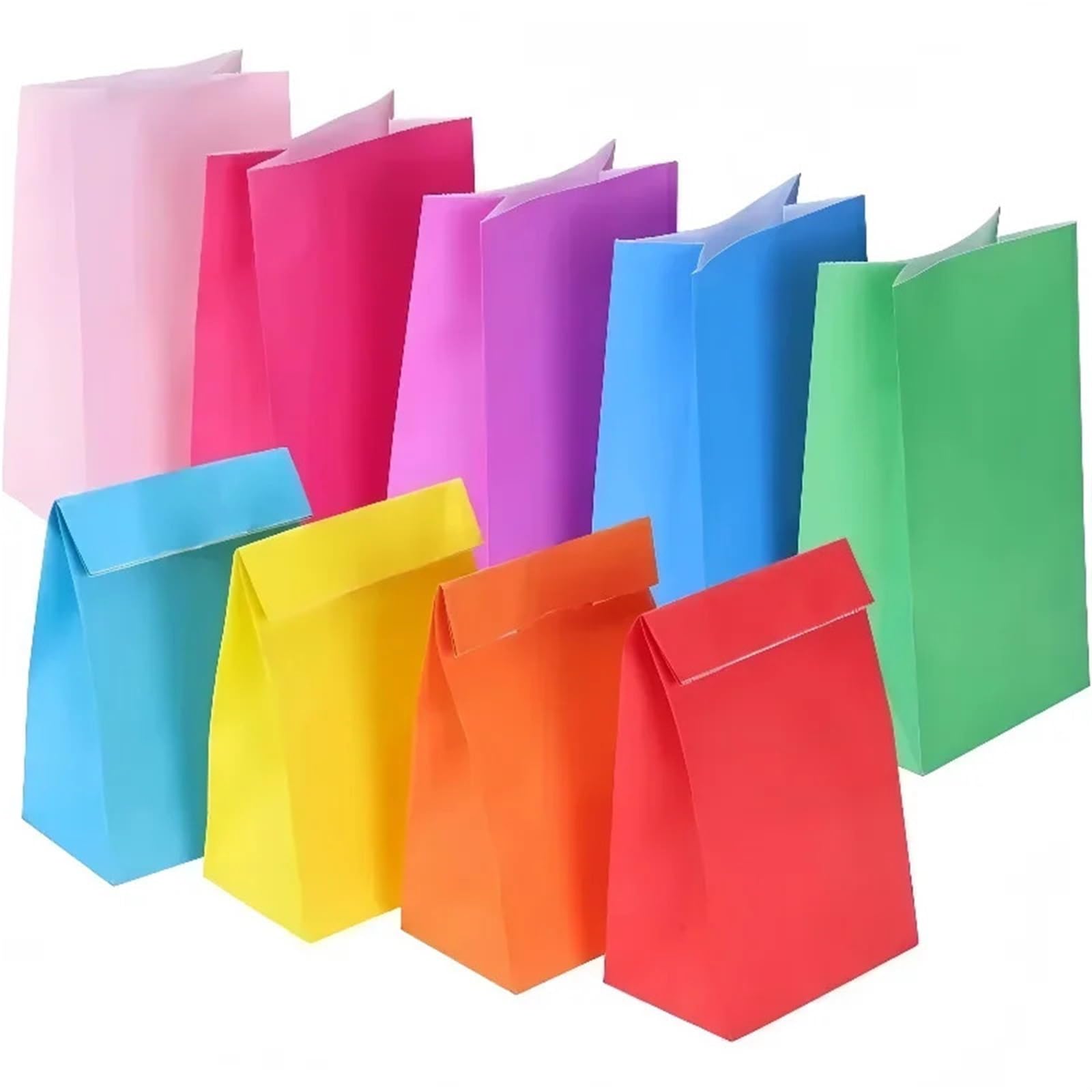 Paper Lunch Bags 50pcs Colorful Kraft Paper Bag Food Vegetables Shopping Candy Package Lunch Grocery Cookie Bread Bucket Bags(Green)