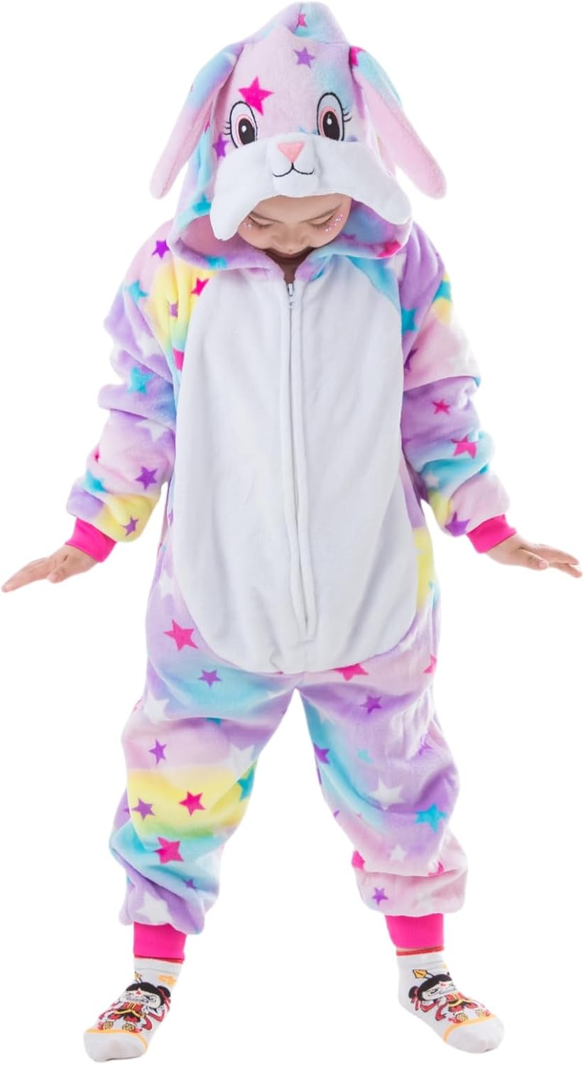 Unisex Kids Animal Onesie Pajamas Children Flannel Halloween Cosplay Costume Homewear Sleepwear for Boys Girls Gift
