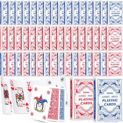 Zubebe 48 Pack Decks Jumbo Index Playing Cards, Large Print,Red and Blue