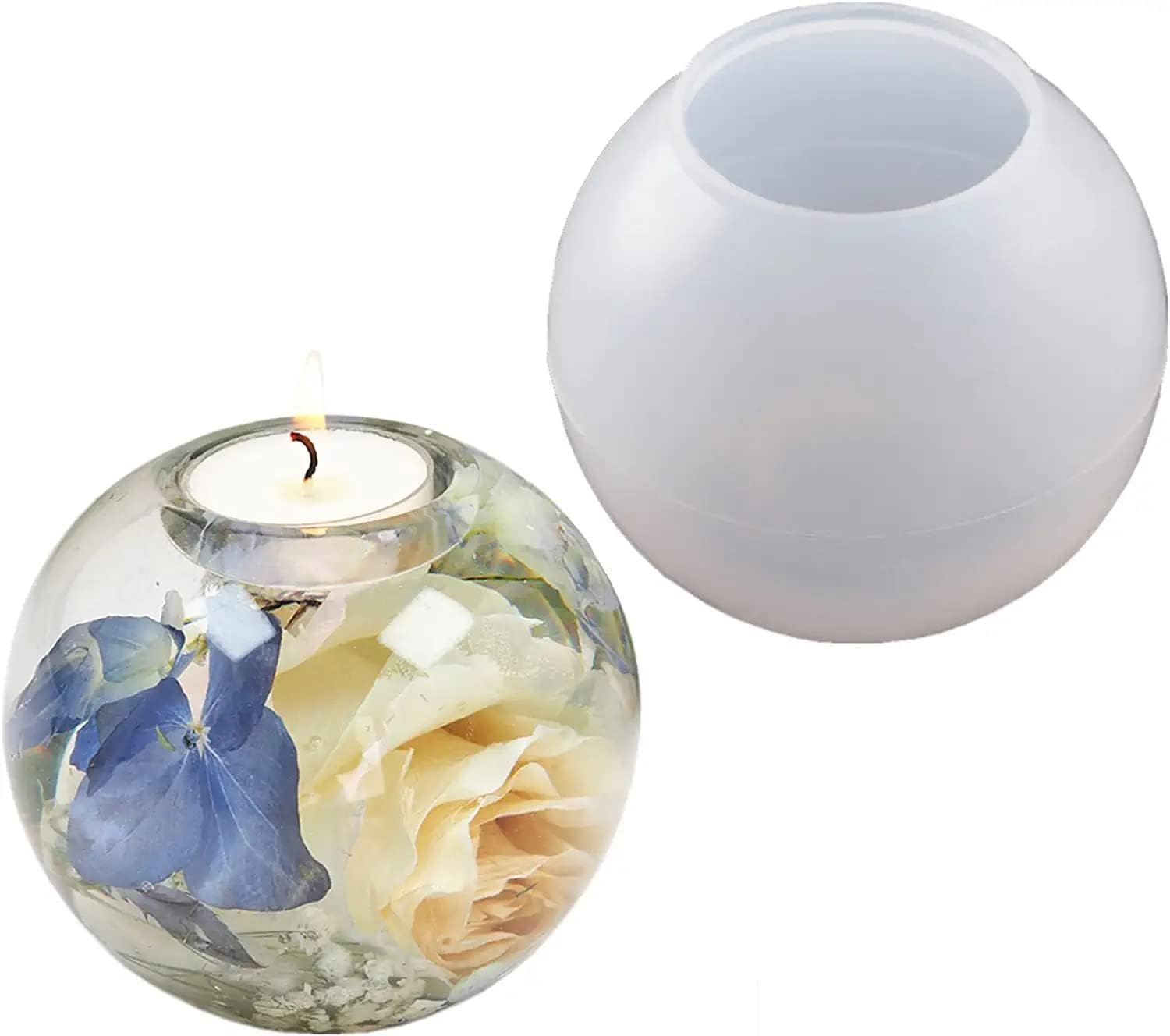 Large Sphere Tealight Candle Holder Molds | Crystal Round Ball & Orbs Epoxy Resin Molds for DIY Resin Casting & Wedding Decorations | White Rubber (8 x 8 x 0.8 cm)-image-22