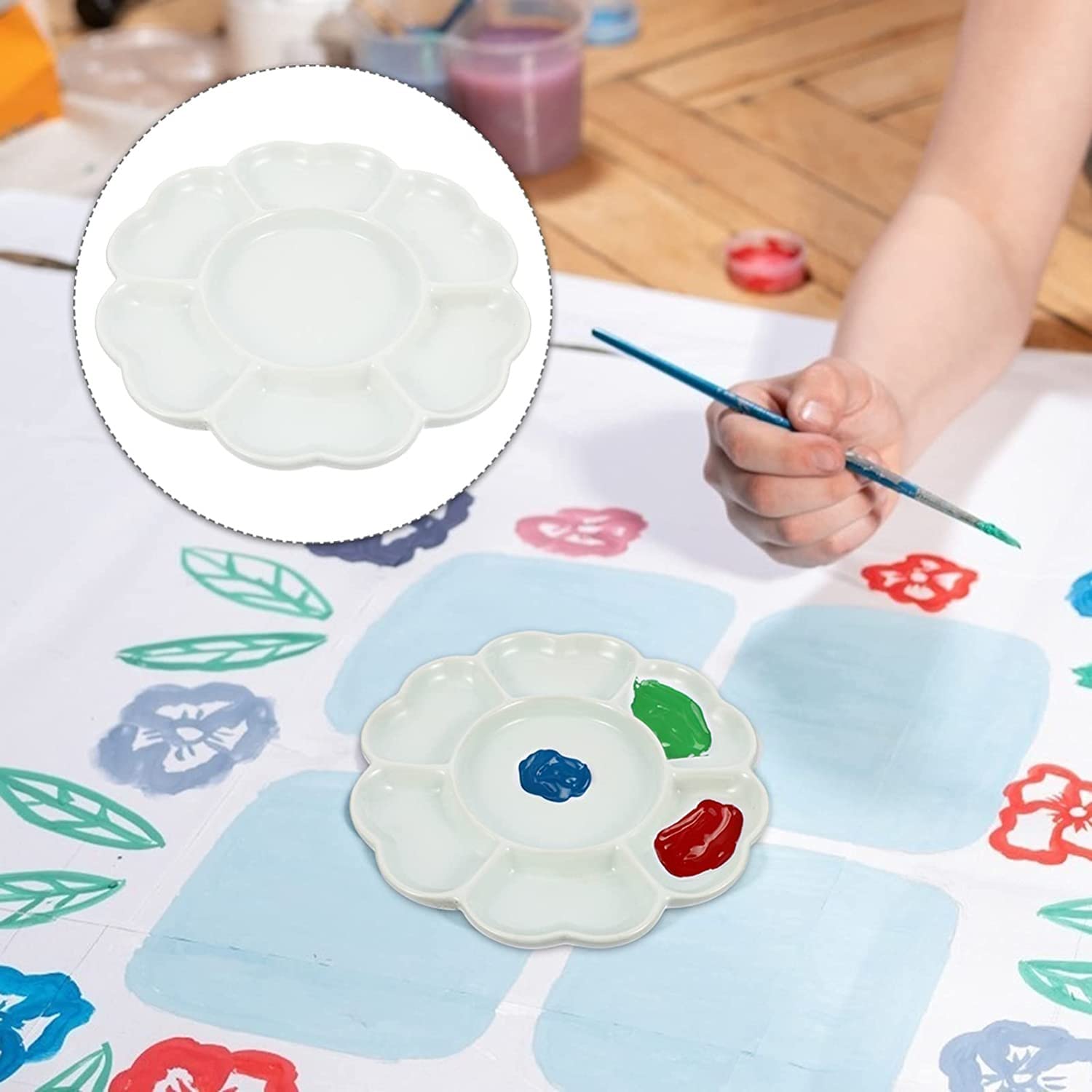 Paleta farb ceramicznych artysta farby tace do mieszania kolorów okrągłe akwarelowe tace pigmentowe łatwe do czyszczenia paleta artystyczna 8 Cal