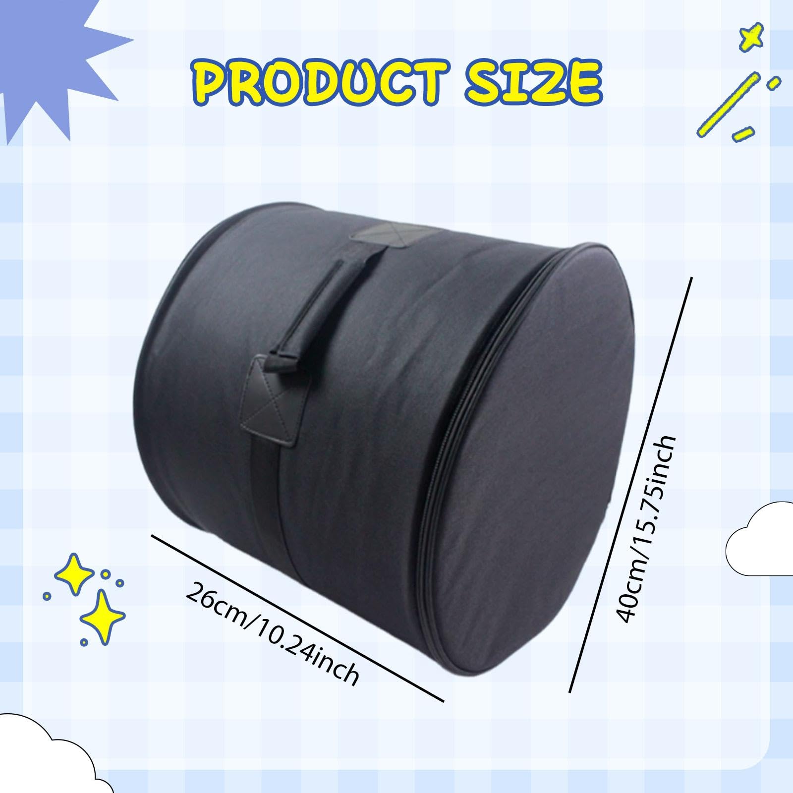 Borsa per Batteria Tom Custodia Protettiva Antipolvere per Batteria Tom con Imbottitura Spessa per Trasporto Concerti con Maniglia Custodia per Access, 12inch