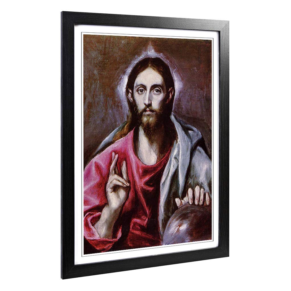 Big Box Art Framed Print of El Greco Christ Design | Wall Art Picture | Home Decor for Kitchen, Living, Dining Room, Lounge, Bedroom, Hallway, Office, Black, A2 / 24.5x18 Inch / 62x45cm