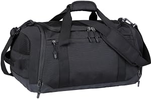 Duffle Bag for Men Women 40L Waterproof Travel Duffel Bag with Shoes Compartment Lightweight Sport Gym Bag with Wet Pocket Weekender Overnight Bags,Black