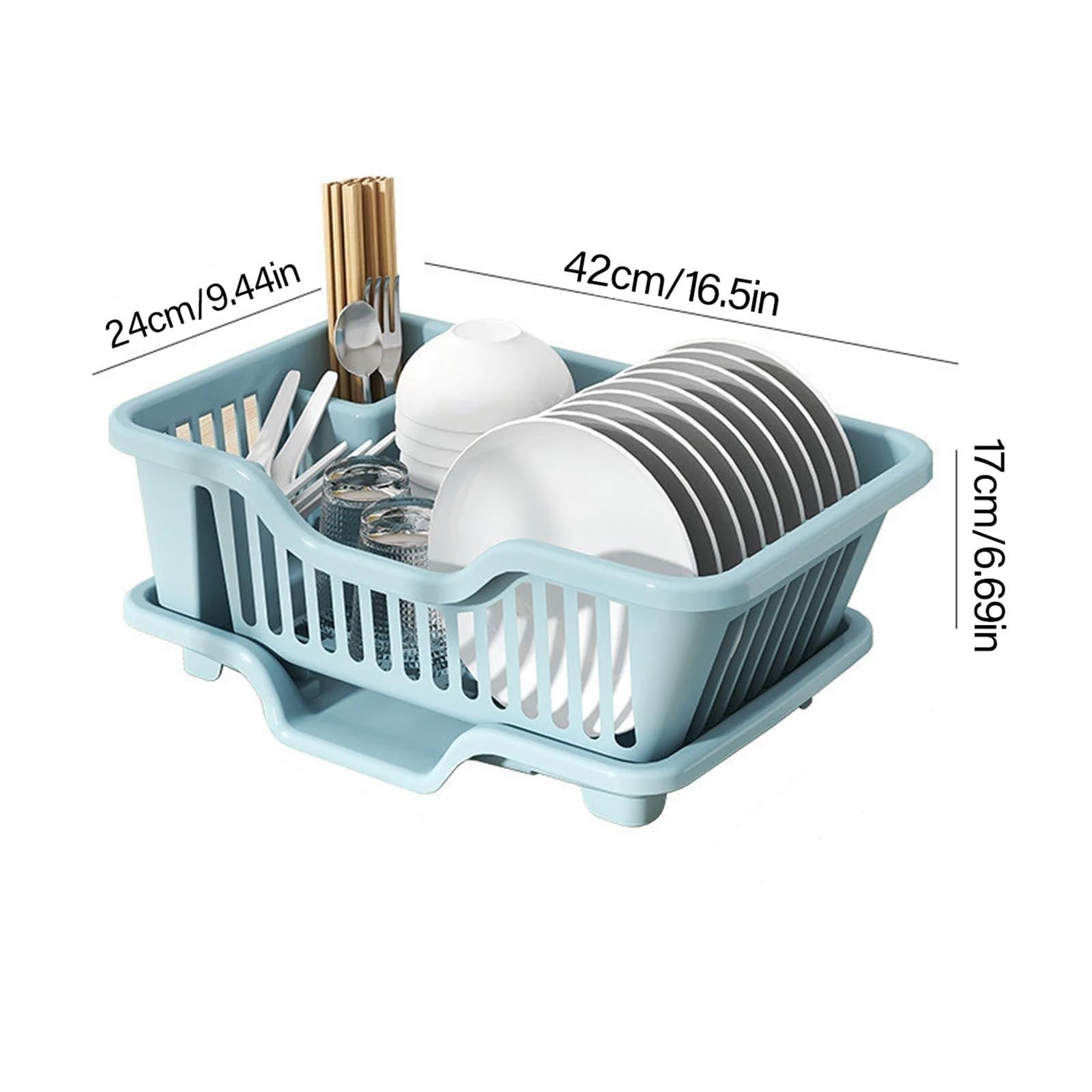 Abtropfgestell For Abtropffläche In Der Küche | Geschirr-Organizer mit Abtropfschale for Teller, Schüsseln, Essstäbchen und Löffel(White)