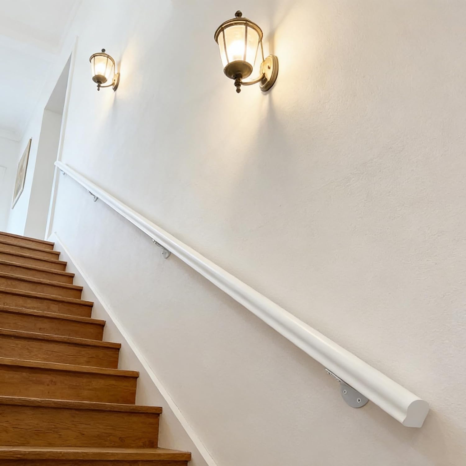 Wooden Handrails, 1-14ft Non-Slip Staircase Handrail,Wall Mounted Barrier-Free Staircase Grab Bar for Elderly, for Home Garden Corridor Lofts Kindergarten Guardrail Decking Railings (2FT)