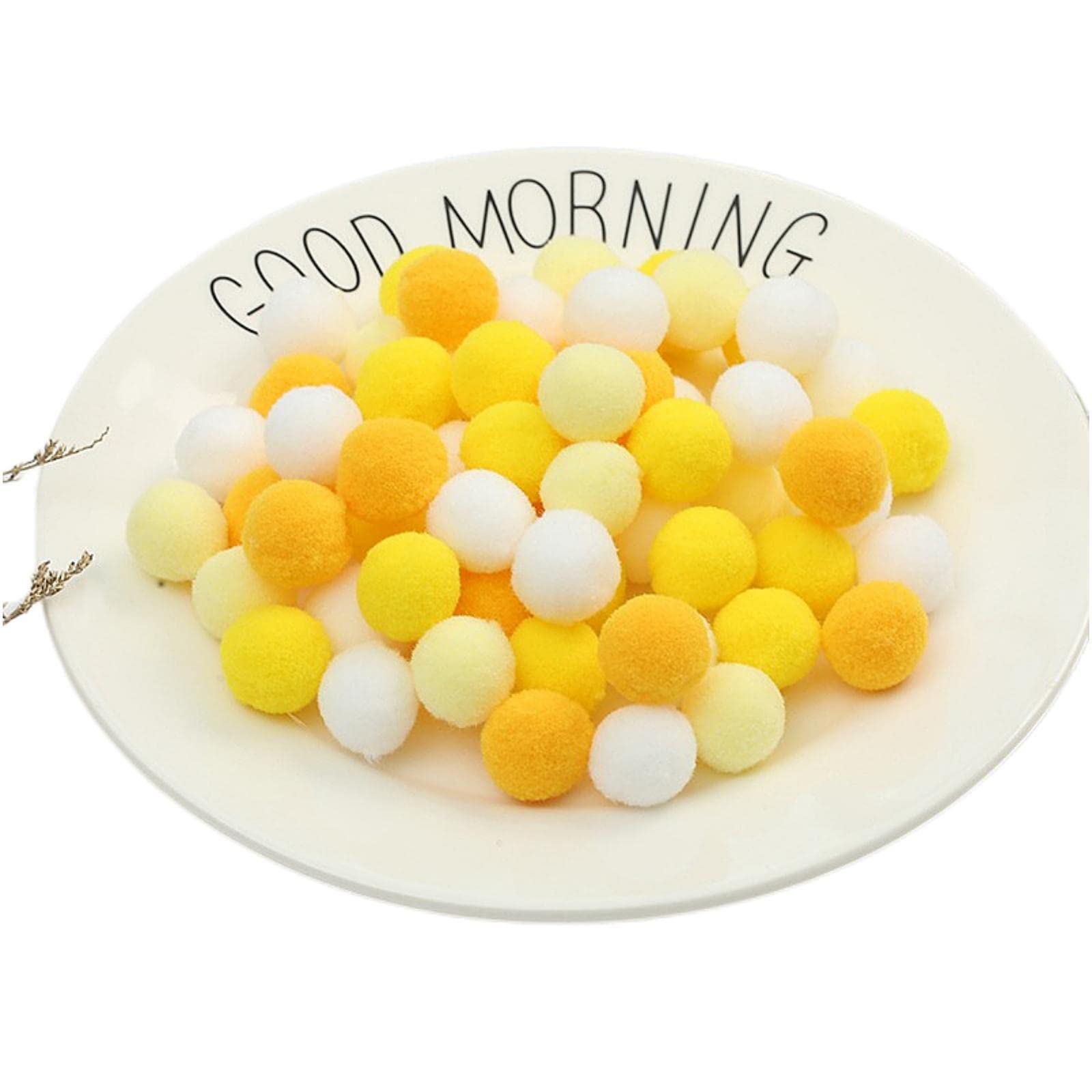 1000 Pieces 20mm Craft Pom Poms Fluffy Mini Pompoms Ball Self Adhesive Pompoms Easter Festive Pom Poms Cotton Rainbow Ball Fuzzy Ball for Jewelry Making Accessories Clothing Appliques (Yellow)