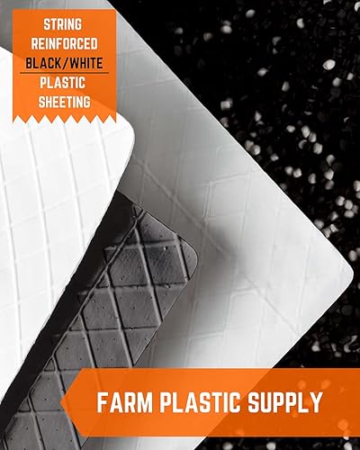 Miniatura 2 de Farm Plastic Supply - Cubierta de ensilaje reforzada con cuerda negrablanca - 6 mil - (52' x 10') - Plástico de polietileno resistente para cubierta