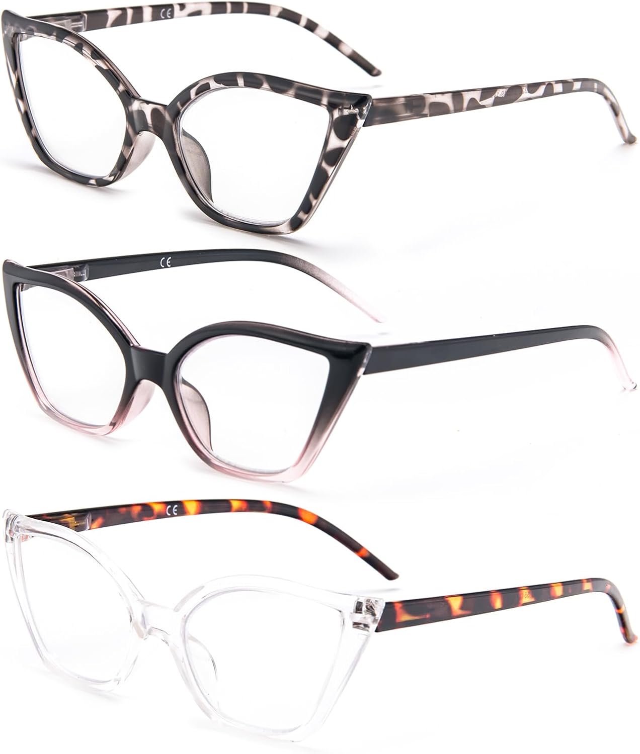 DXYXYO Cat Eye Reading Glasses for Women 3 Pack Anti Blue Light Computer Readers Stylish Retro with Spring Hinge - Image 2