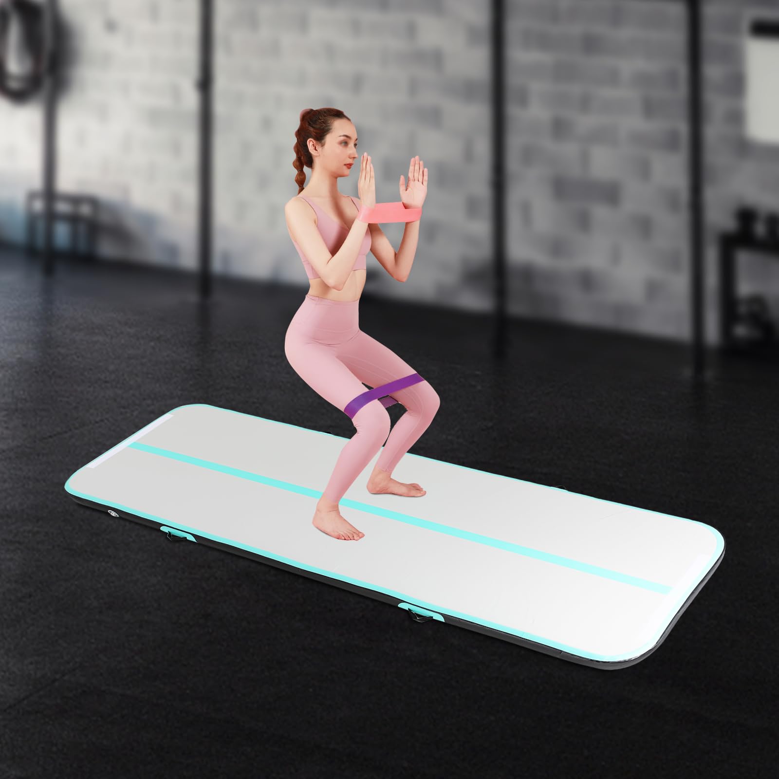 Tapis de gymnastique gonflable de 4 m avec sac de transport et pompe à air électrique, tapis de yoga, tapis de sport, yoga, gym