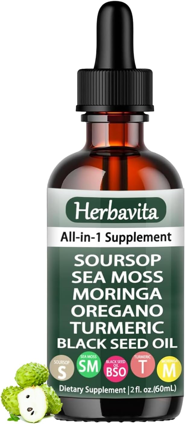 Soursop Liquid Drops 10 in 1 with Sea Moss,...