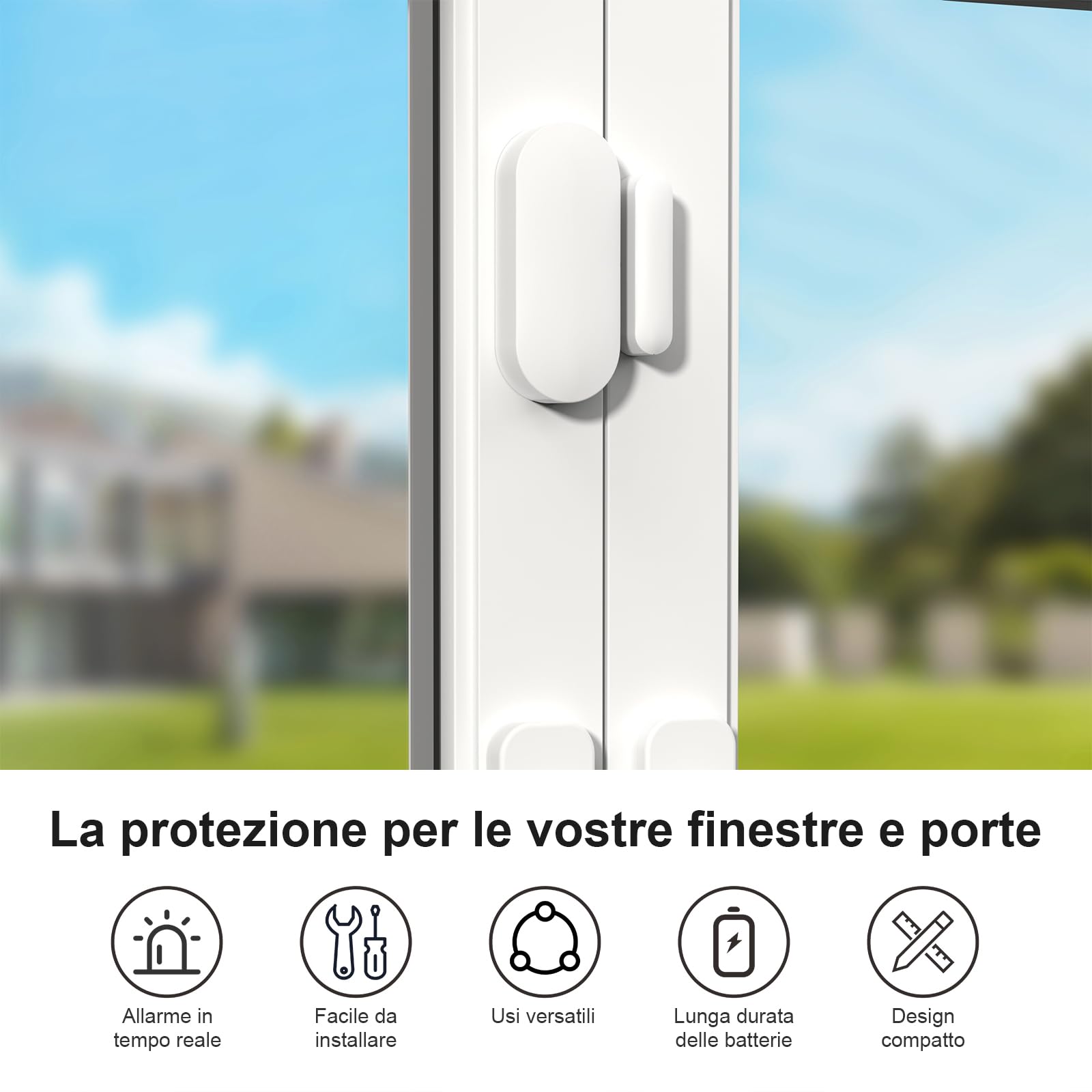 Sistema di allarme touch screen per la sicurezza di tutta la casa, kit di allarme domestico wireless Wi-Fi da 20 pezzi con sirena, sensore di movimento PIR, telecomandi, sensore per finestre/porte