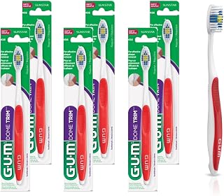 GUM Dome Trim Toothbrush, Full, Soft Bristles, 6 Toothbrushes (6 Packs of 1 Toothbrush), Colour May Vary
