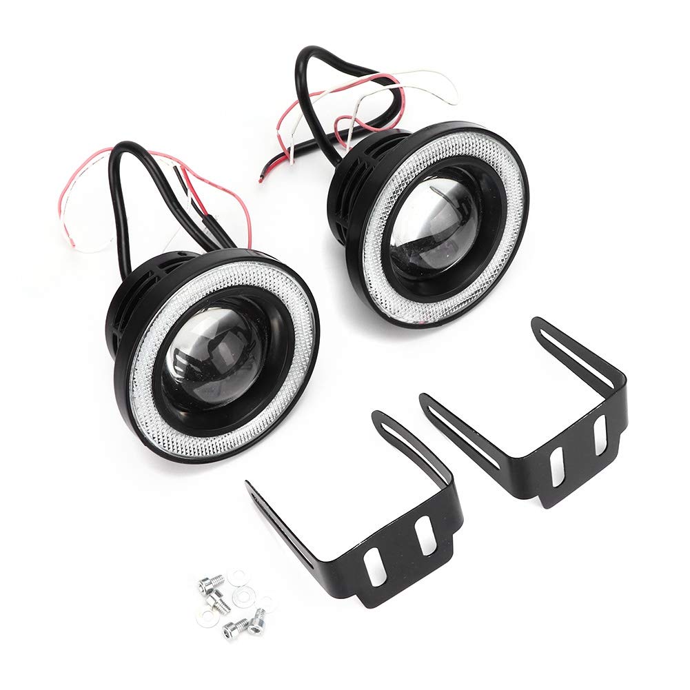 Fendinebbia Anteriore LED Angel Eyes - Modifica 89mm Paraurti Con Lente Trasparente - Kit Coppia Lato Conducente e Passeggero