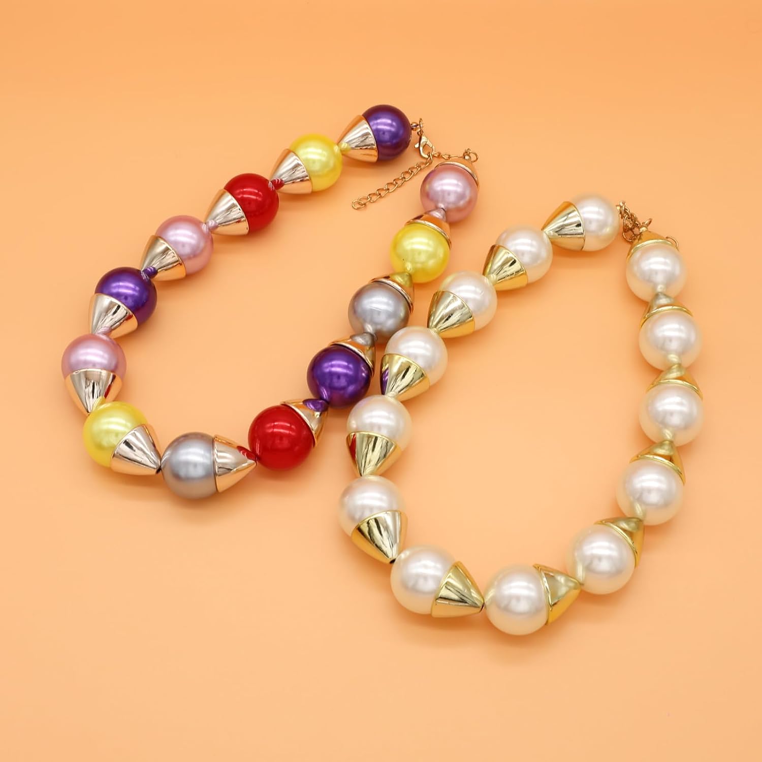 Large Big Faux Pearl Necklace for Women Chunky Pearl Necklace and Earrings set 1920s Costume Jewelry set Prom party Wedding