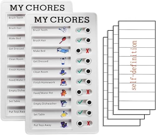 Tabla de tareas de 2 piezas para varios niños, tabla de tareas portátil de plástico, tablero de lista de verificación, tablero de planificación