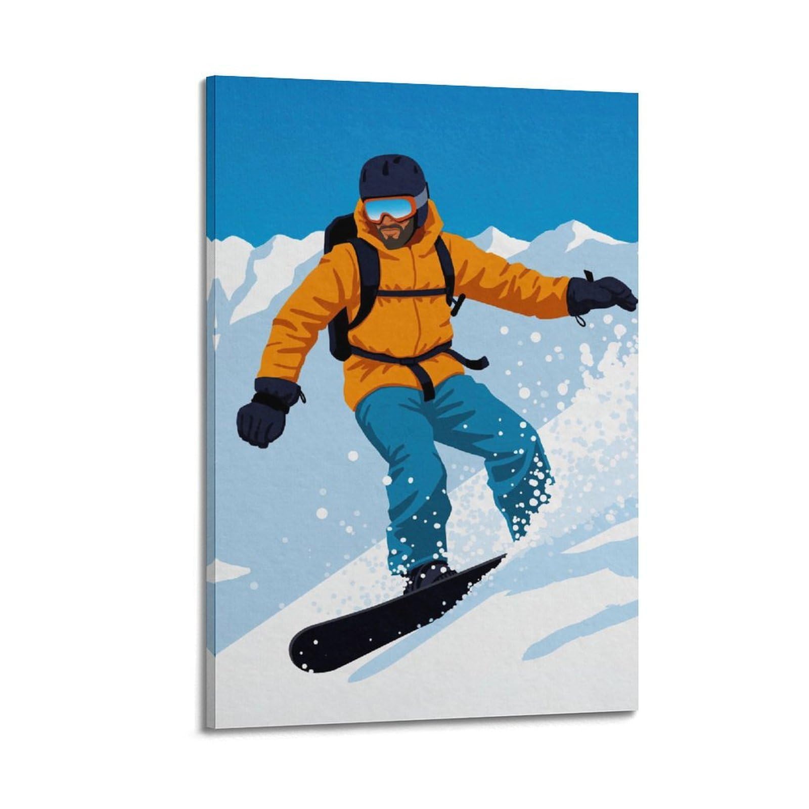 DLJGDS Vintage Poster Snowboarding Decorative Painting Canvas Wall Posters And Modern Family Bedroom Decor 20x30inch(50x75cm)