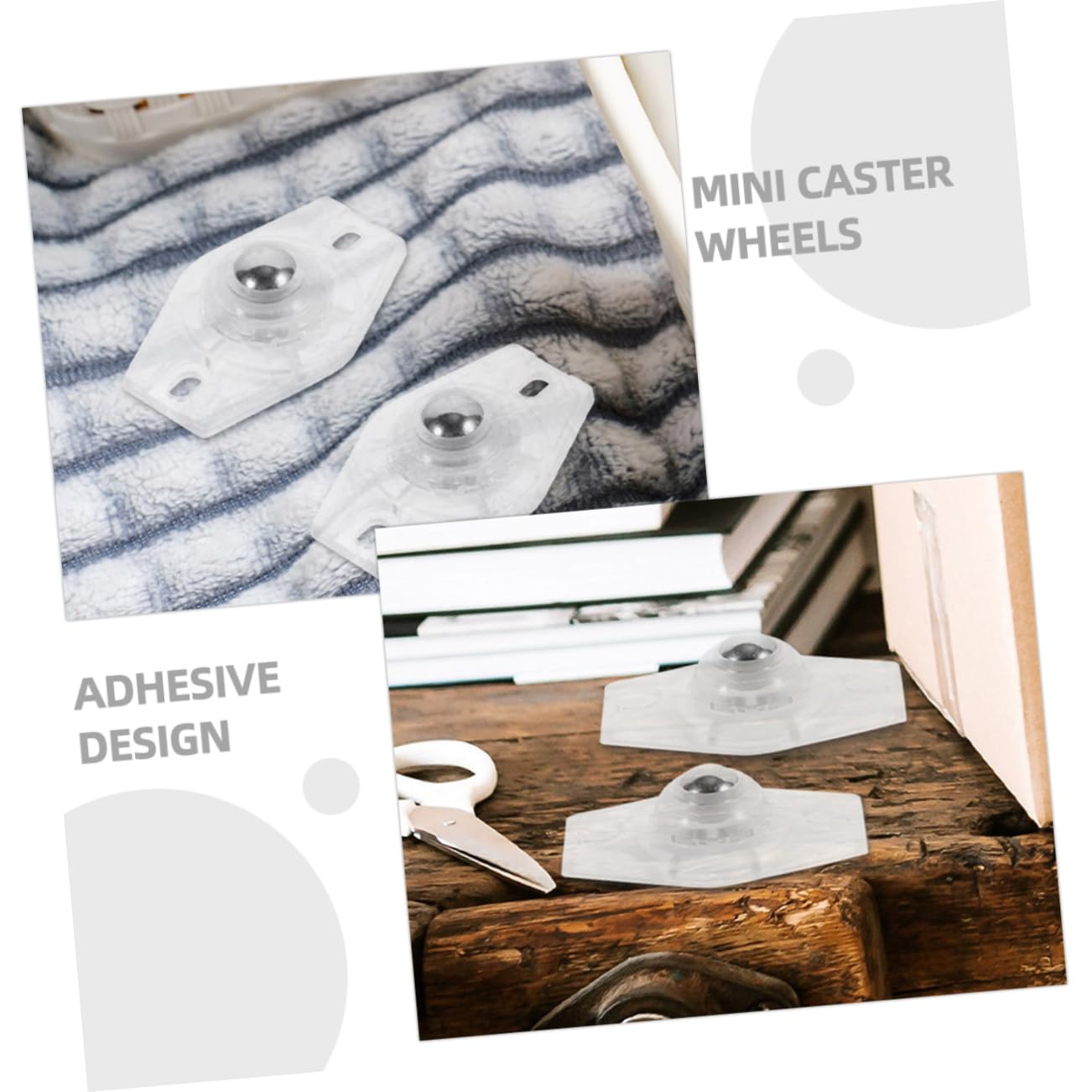 OSOLADY Mini Caster Wheels Adhesive Swivel Casters for Trash Can Storage Box and Kitchen Appliances