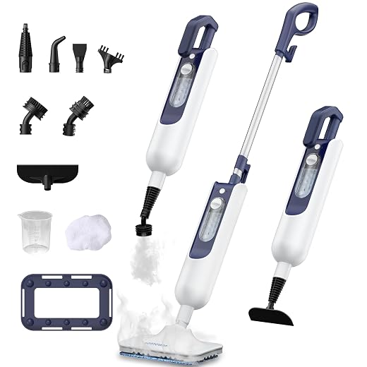 11‑in‑1 Dual‑Mode Steam Mop, Rotated Head, 13.5 Fl Oz Tank Up to 20 Mins Steam Cleaner for Home, 20S Fast Heat, Long Cord, Multifunctional Floor Steamer for Hardwood, Tile, Carpet, Walls (Light White)