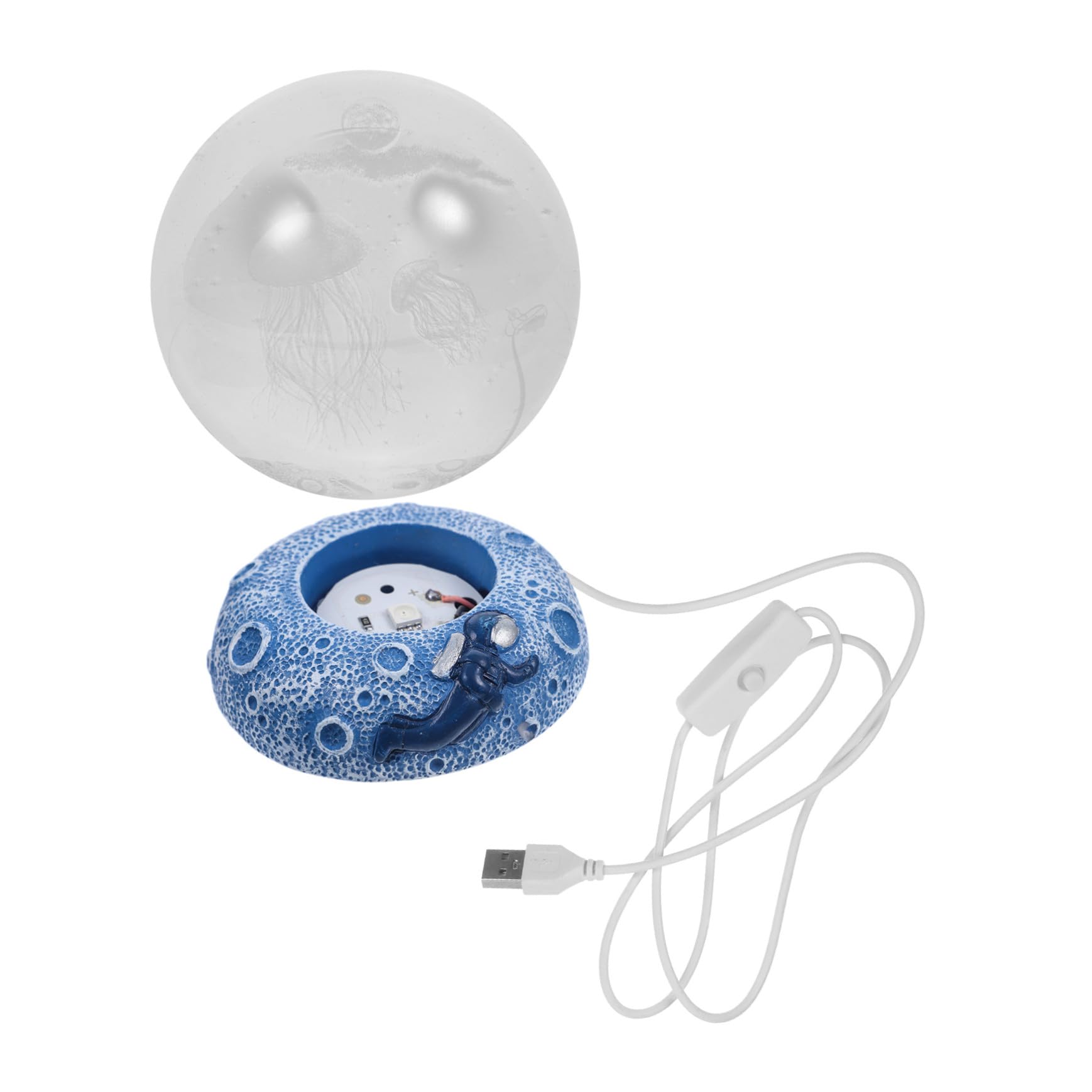 Lampada Notturna Sfera di Cristallo USB Incisione 3d | Resina e Cristallo, Luce a Colori Variabili, Base Stabile Portatile per Camera da Letto e Negozi