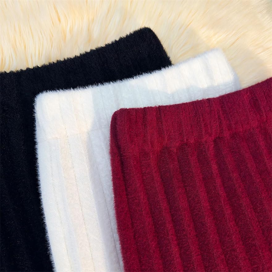 Women Fall Winter Thick Knit Long Skirts Elastic High Waist Party Wrap Hip Pleated Fishtail Skirts3