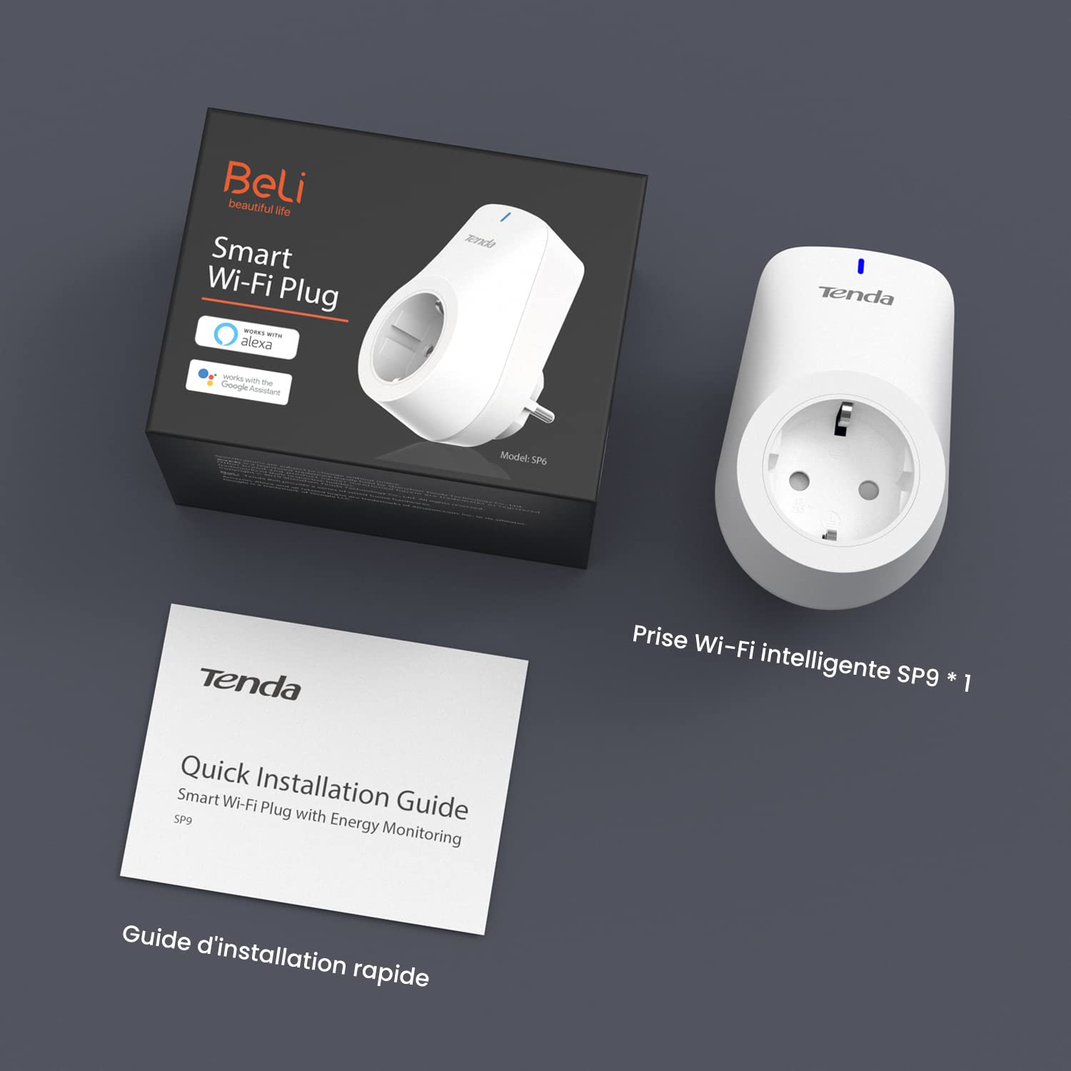 Tenda Beli SP9 Prise Connectée Intelligente, Prise Wifi Connectée Compatible avec Amazon Alexa Echo et Google Home, Contrôle à Distance, Conçue pour la Sécurité des Enfants(Pack de 4) Blanc