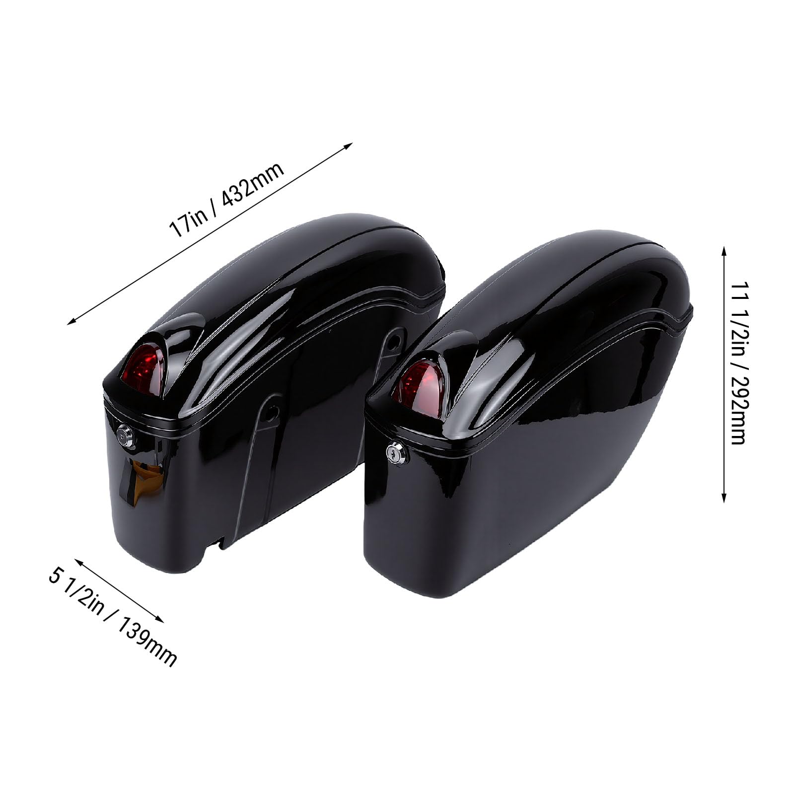 Aramox Borse Laterali Rigide per Moto, Borsa Laterale Rigida da 22 Litri con Chiusura e Apertura Superiore, in Plastica ABS Impermeabile, Nera Lucida, con Indicatori di Direzione,