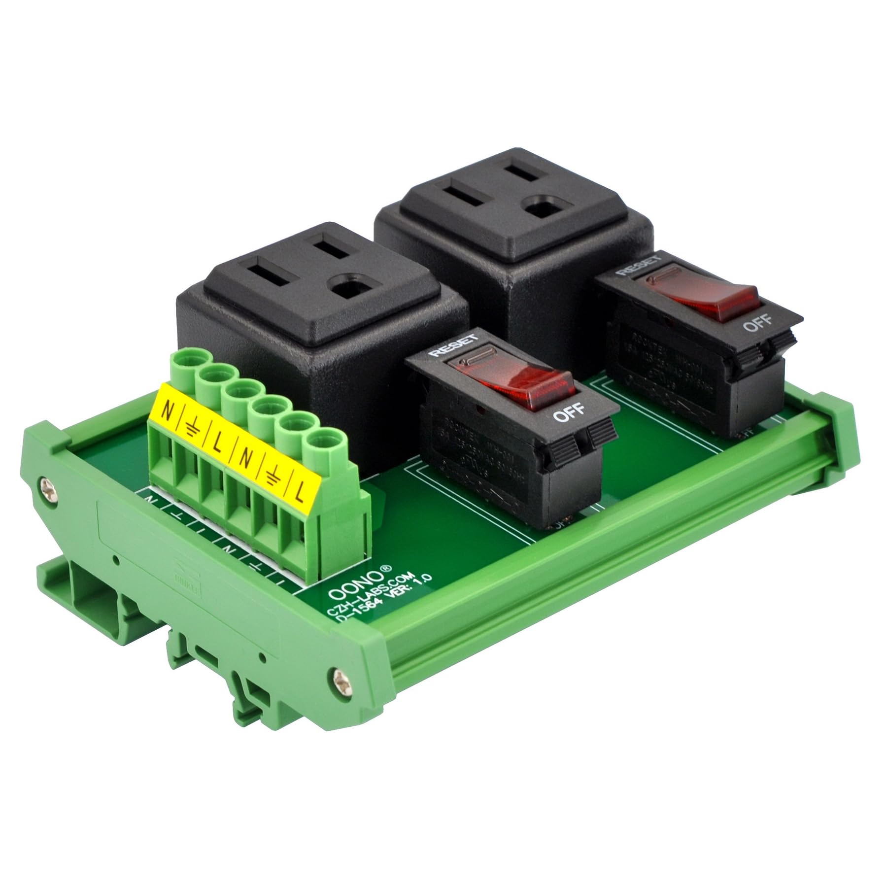 Snapklik.com : DIN Rail Mount AC 120V NEMA 5-15R 2 Receptacle Outlet ...
