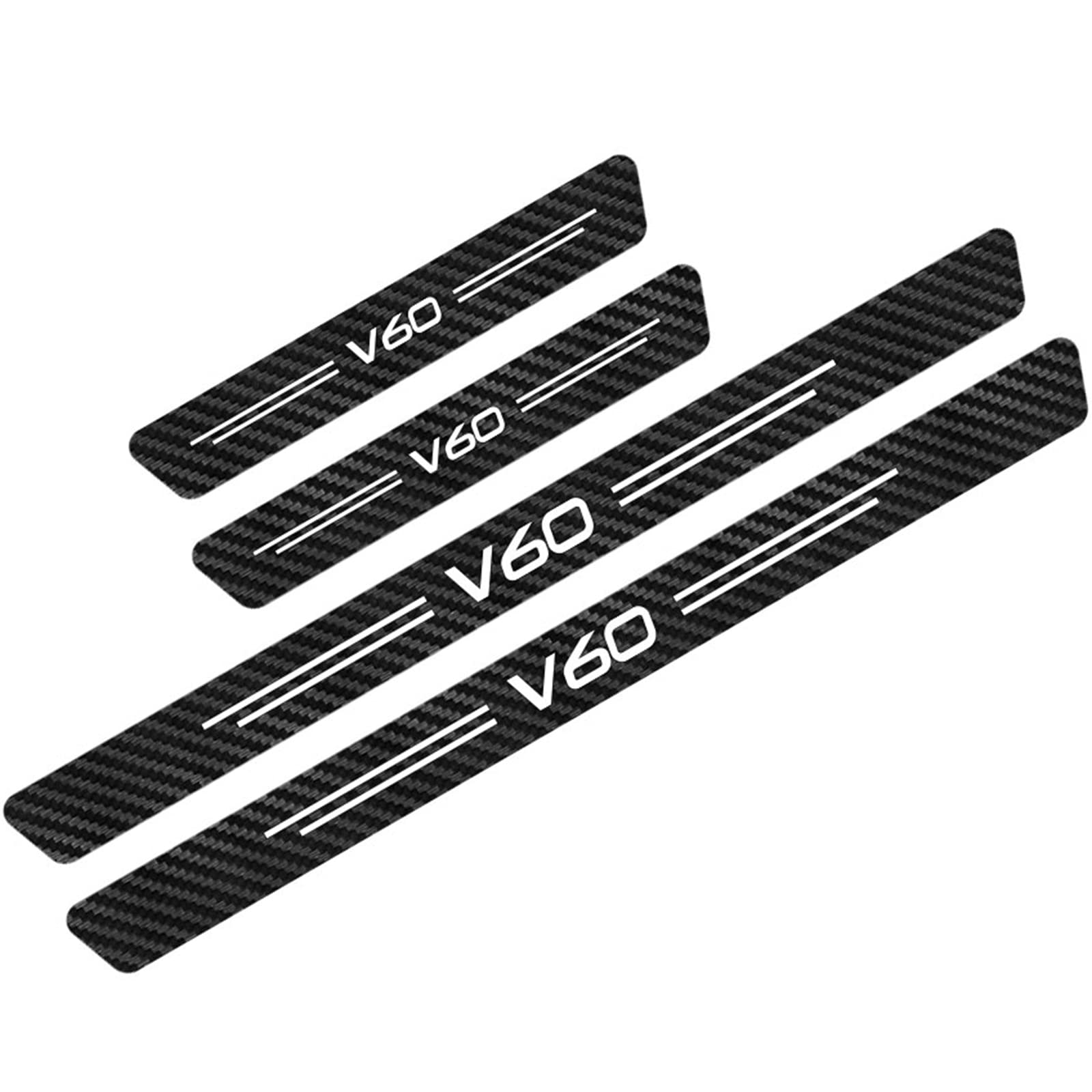 Symilov 4Pcs Car Door Sill Protector for Vo-lvo XC40 XC60 XC70 XC90 S60 S80 S90, Anti Scratch Carbon Fiber Threshold Edge Entry Guard Stickers Kick Plates Styling Accessories, V60