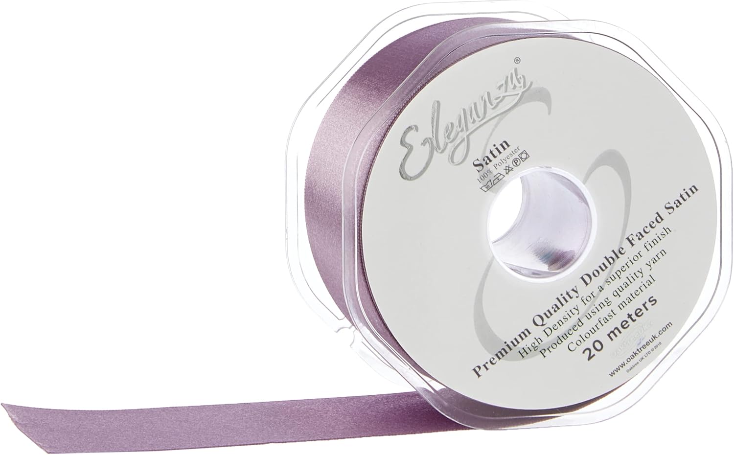 OakTree Eleganza Double Faced Satin Ribbon 50 mm x 20 m Ivory (No. 61)